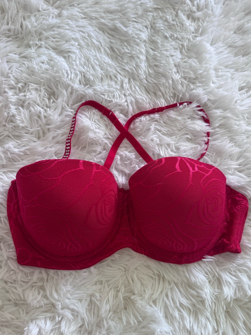 Convertible Bra Red Embellished removable straps 36C